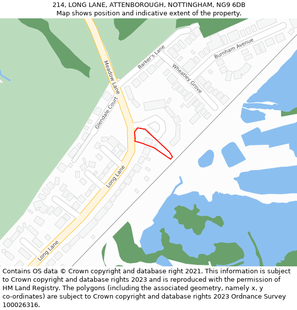 214, LONG LANE, ATTENBOROUGH, NOTTINGHAM, NG9 6DB: Location map and indicative extent of plot