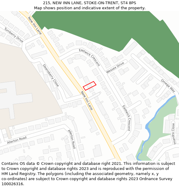 215, NEW INN LANE, STOKE-ON-TRENT, ST4 8PS: Location map and indicative extent of plot