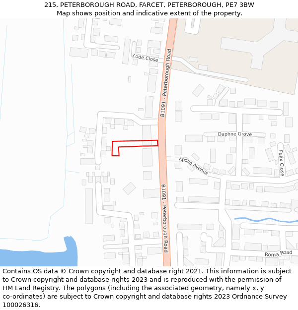 215, PETERBOROUGH ROAD, FARCET, PETERBOROUGH, PE7 3BW: Location map and indicative extent of plot