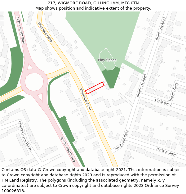 217, WIGMORE ROAD, GILLINGHAM, ME8 0TN: Location map and indicative extent of plot