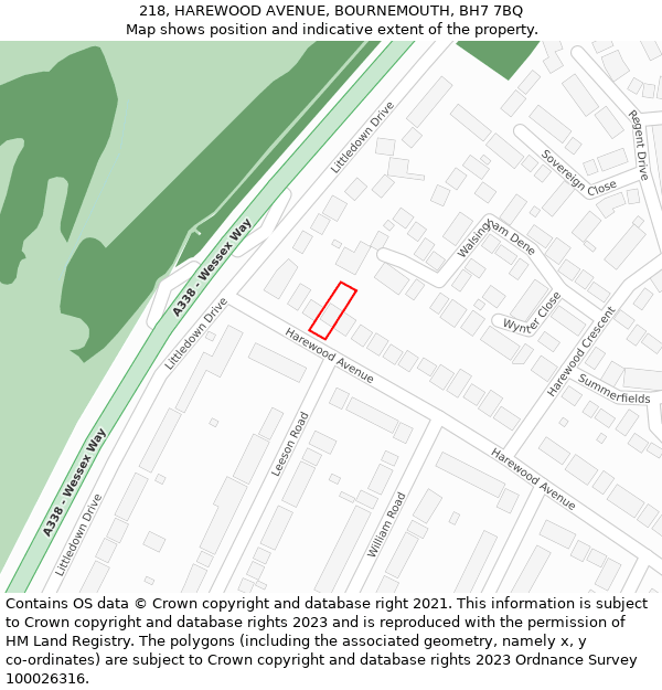 218, HAREWOOD AVENUE, BOURNEMOUTH, BH7 7BQ: Location map and indicative extent of plot