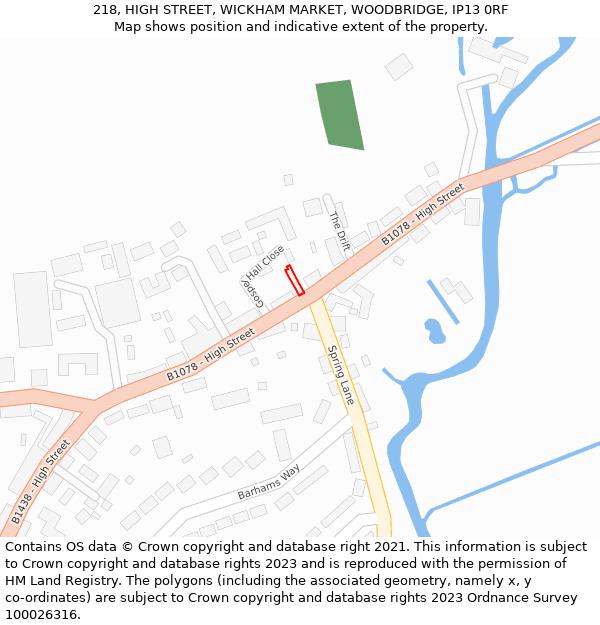 218, HIGH STREET, WICKHAM MARKET, WOODBRIDGE, IP13 0RF: Location map and indicative extent of plot