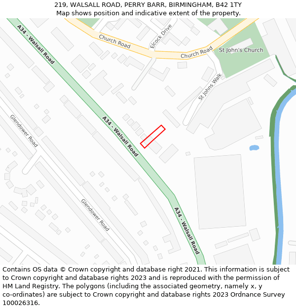 219, WALSALL ROAD, PERRY BARR, BIRMINGHAM, B42 1TY: Location map and indicative extent of plot