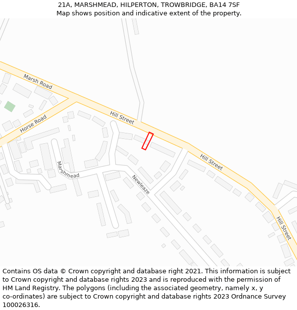 21A, MARSHMEAD, HILPERTON, TROWBRIDGE, BA14 7SF: Location map and indicative extent of plot