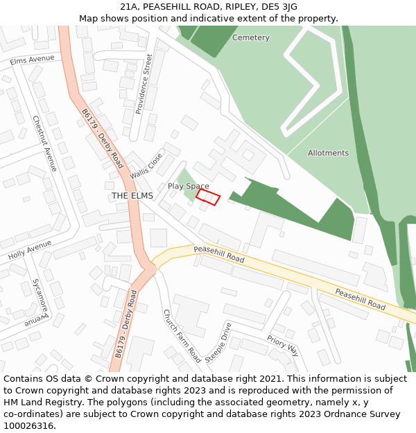 21A, PEASEHILL ROAD, RIPLEY, DE5 3JG: Location map and indicative extent of plot