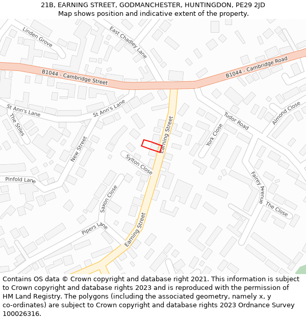 21B, EARNING STREET, GODMANCHESTER, HUNTINGDON, PE29 2JD: Location map and indicative extent of plot