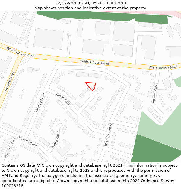 22, CAVAN ROAD, IPSWICH, IP1 5NH: Location map and indicative extent of plot