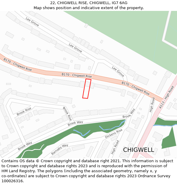 22, CHIGWELL RISE, CHIGWELL, IG7 6AG: Location map and indicative extent of plot