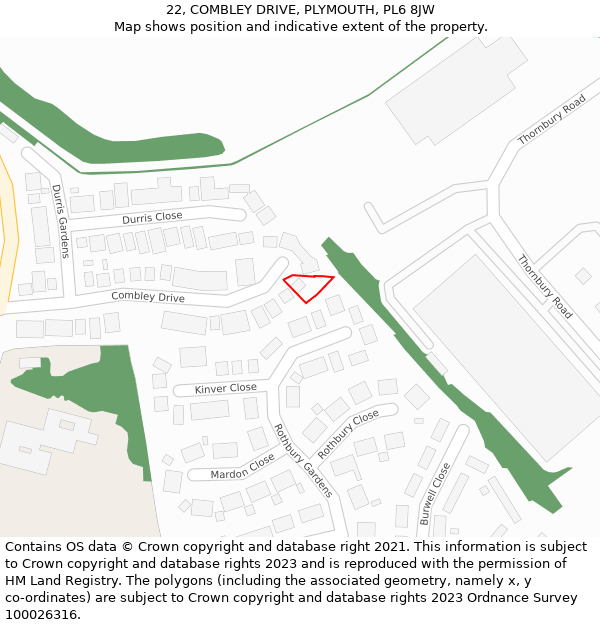 22, COMBLEY DRIVE, PLYMOUTH, PL6 8JW: Location map and indicative extent of plot