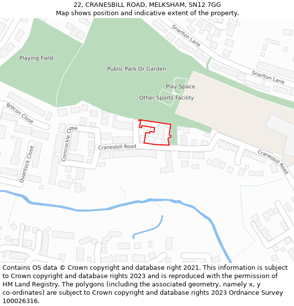 22, CRANESBILL ROAD, MELKSHAM, SN12 7GG: Location map and indicative extent of plot