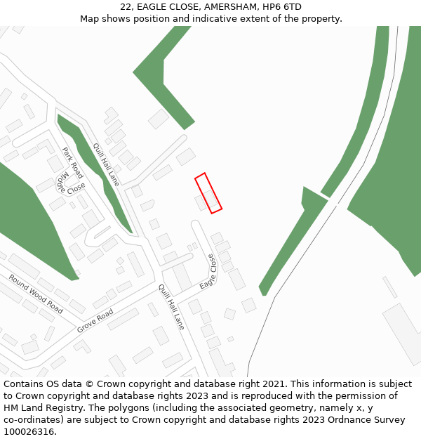 22, EAGLE CLOSE, AMERSHAM, HP6 6TD: Location map and indicative extent of plot