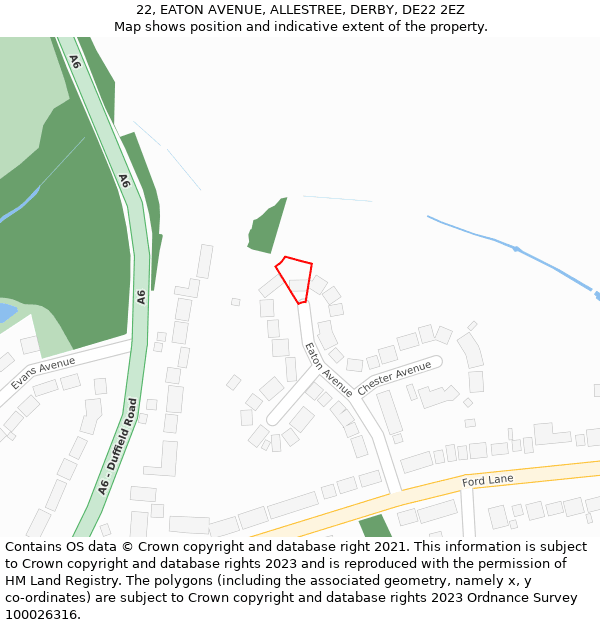 22, EATON AVENUE, ALLESTREE, DERBY, DE22 2EZ: Location map and indicative extent of plot