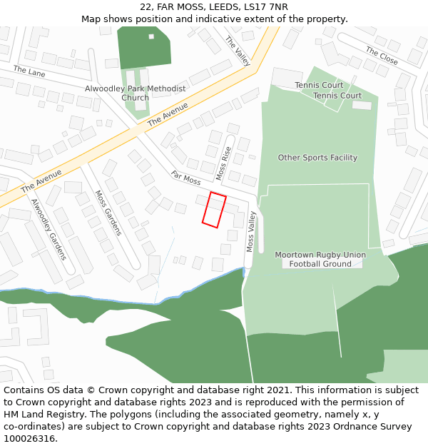 22, FAR MOSS, LEEDS, LS17 7NR: Location map and indicative extent of plot