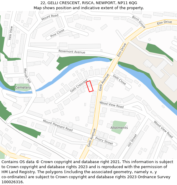 22, GELLI CRESCENT, RISCA, NEWPORT, NP11 6QG: Location map and indicative extent of plot
