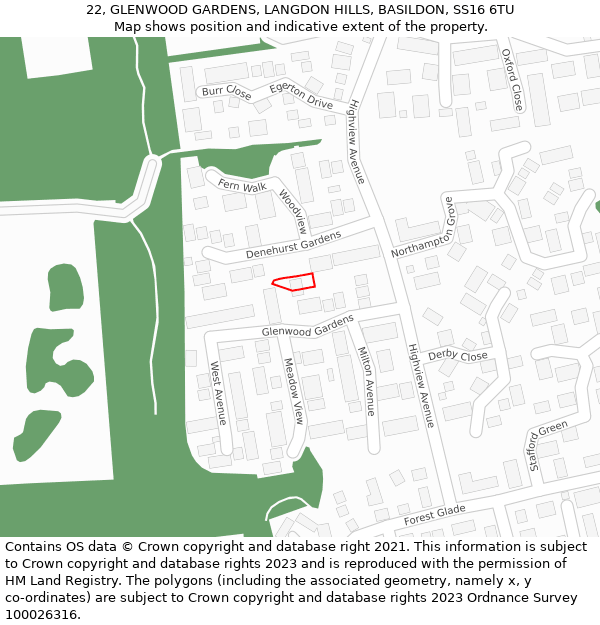 22, GLENWOOD GARDENS, LANGDON HILLS, BASILDON, SS16 6TU: Location map and indicative extent of plot