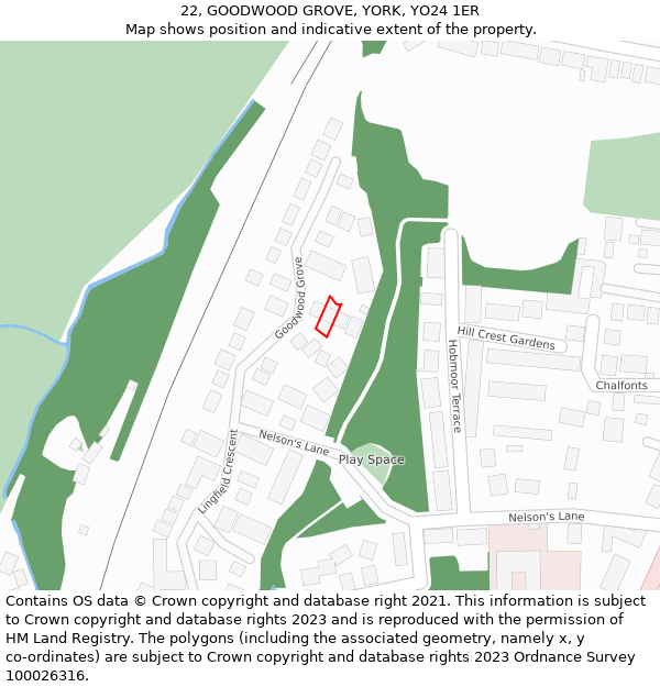 22, GOODWOOD GROVE, YORK, YO24 1ER: Location map and indicative extent of plot