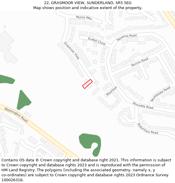 22, GRASMOOR VIEW, SUNDERLAND, SR5 5EG: Location map and indicative extent of plot