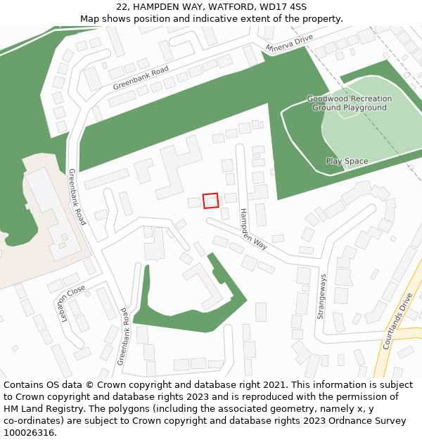 22, HAMPDEN WAY, WATFORD, WD17 4SS: Location map and indicative extent of plot
