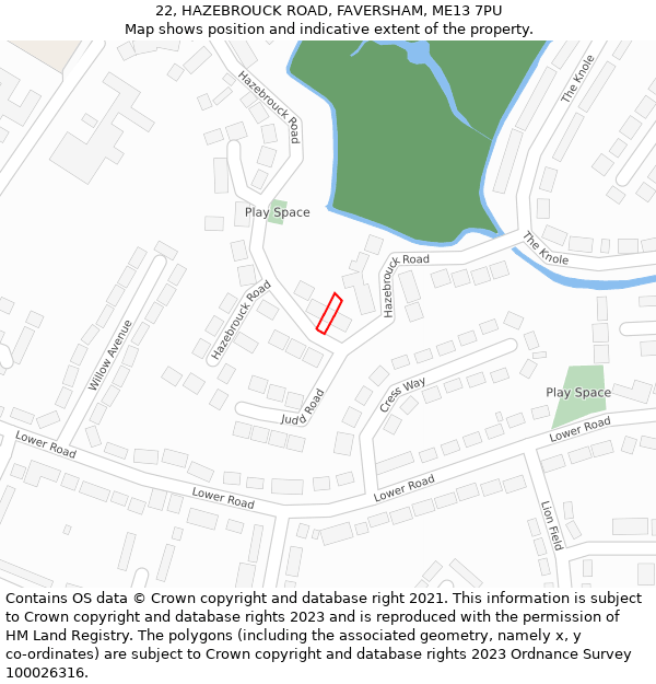 22, HAZEBROUCK ROAD, FAVERSHAM, ME13 7PU: Location map and indicative extent of plot