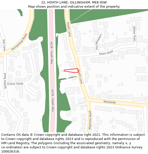 22, HOATH LANE, GILLINGHAM, ME8 0SW: Location map and indicative extent of plot