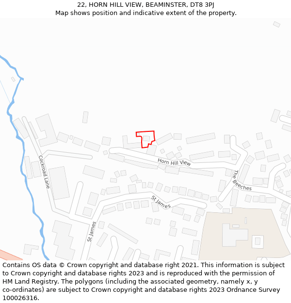 22, HORN HILL VIEW, BEAMINSTER, DT8 3PJ: Location map and indicative extent of plot