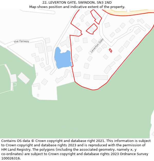 22, LEVERTON GATE, SWINDON, SN3 1ND: Location map and indicative extent of plot