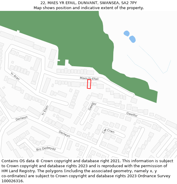 22, MAES YR EFAIL, DUNVANT, SWANSEA, SA2 7PY: Location map and indicative extent of plot