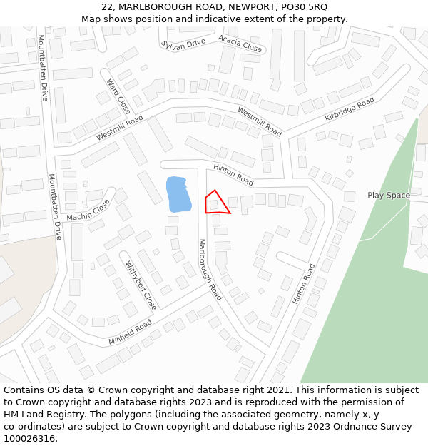 22, MARLBOROUGH ROAD, NEWPORT, PO30 5RQ: Location map and indicative extent of plot