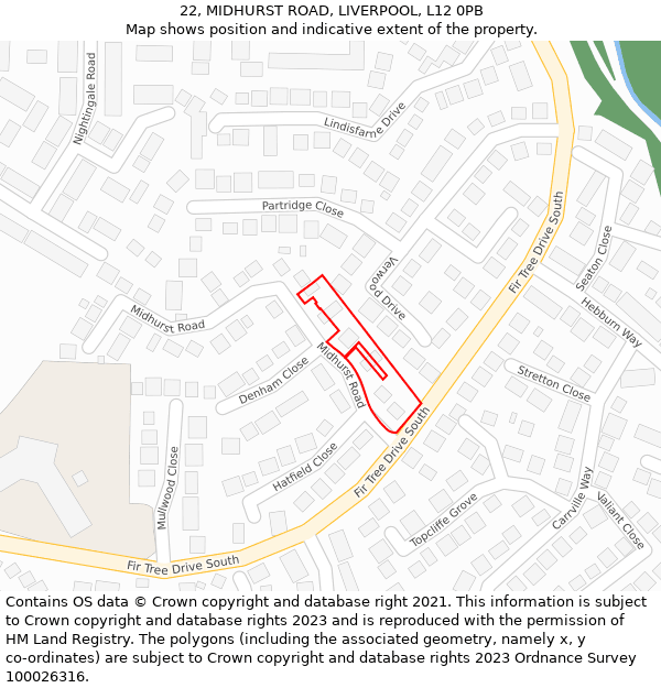 22, MIDHURST ROAD, LIVERPOOL, L12 0PB: Location map and indicative extent of plot