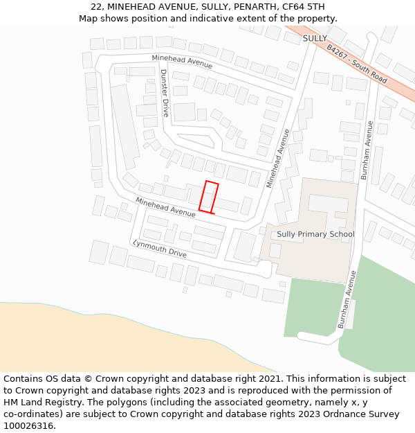 22, MINEHEAD AVENUE, SULLY, PENARTH, CF64 5TH: Location map and indicative extent of plot