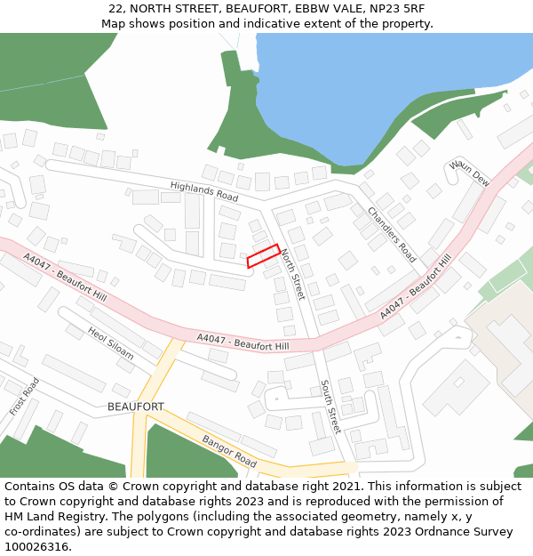 22, NORTH STREET, BEAUFORT, EBBW VALE, NP23 5RF: Location map and indicative extent of plot