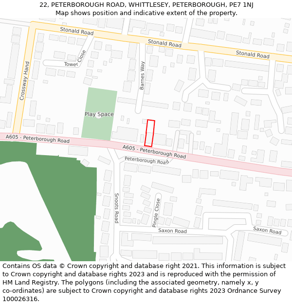 22, PETERBOROUGH ROAD, WHITTLESEY, PETERBOROUGH, PE7 1NJ: Location map and indicative extent of plot