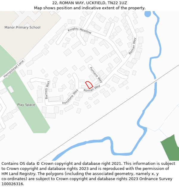 22, ROMAN WAY, UCKFIELD, TN22 1UZ: Location map and indicative extent of plot