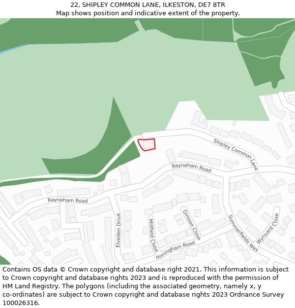 22, SHIPLEY COMMON LANE, ILKESTON, DE7 8TR: Location map and indicative extent of plot