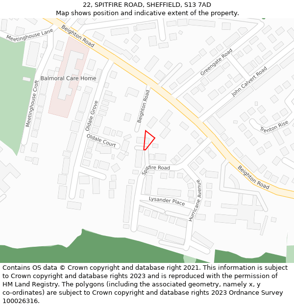 22, SPITFIRE ROAD, SHEFFIELD, S13 7AD: Location map and indicative extent of plot