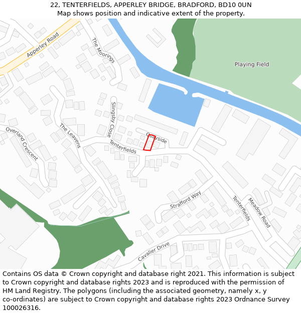 22, TENTERFIELDS, APPERLEY BRIDGE, BRADFORD, BD10 0UN: Location map and indicative extent of plot
