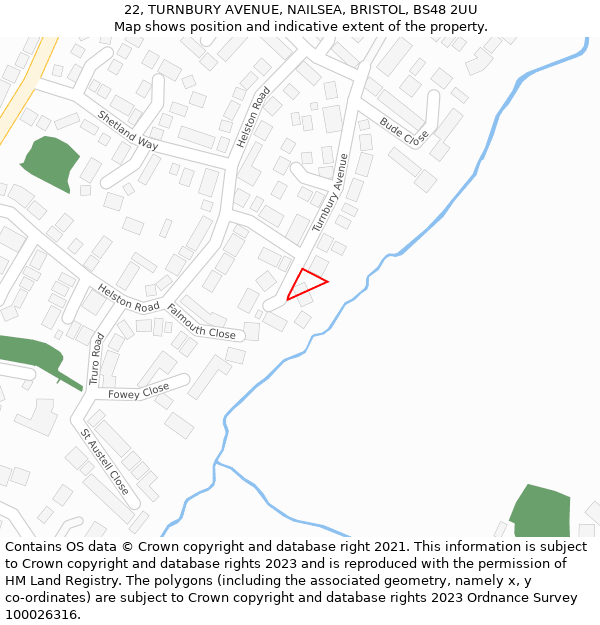 22, TURNBURY AVENUE, NAILSEA, BRISTOL, BS48 2UU: Location map and indicative extent of plot