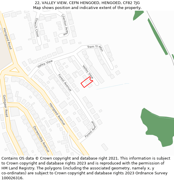 22, VALLEY VIEW, CEFN HENGOED, HENGOED, CF82 7JG: Location map and indicative extent of plot