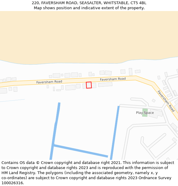 220, FAVERSHAM ROAD, SEASALTER, WHITSTABLE, CT5 4BL: Location map and indicative extent of plot