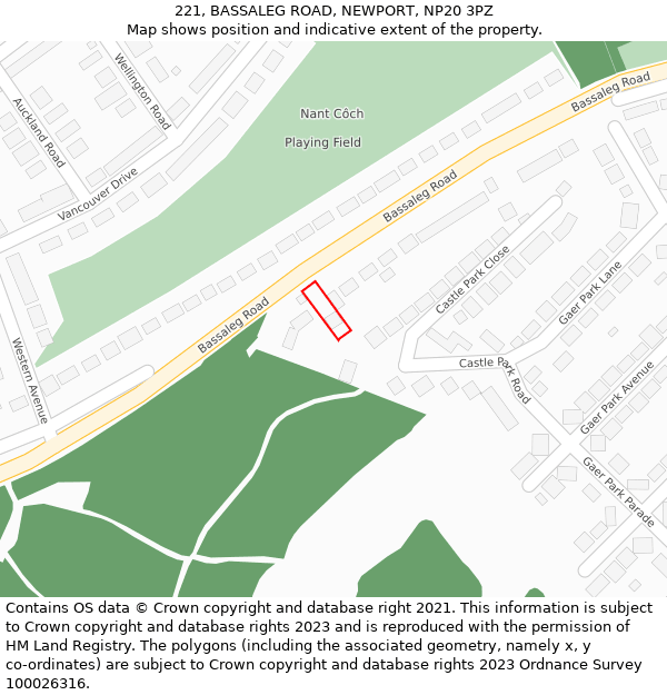 221, BASSALEG ROAD, NEWPORT, NP20 3PZ: Location map and indicative extent of plot