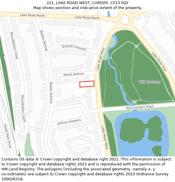 221, LAKE ROAD WEST, CARDIFF, CF23 5QY: Location map and indicative extent of plot
