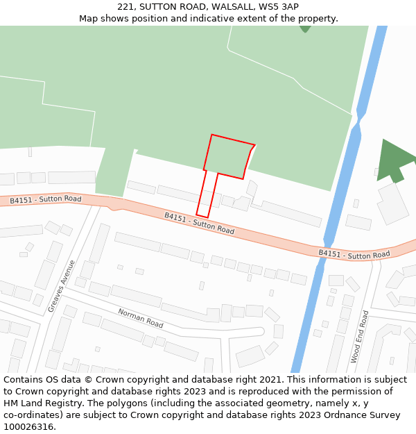 221, SUTTON ROAD, WALSALL, WS5 3AP: Location map and indicative extent of plot