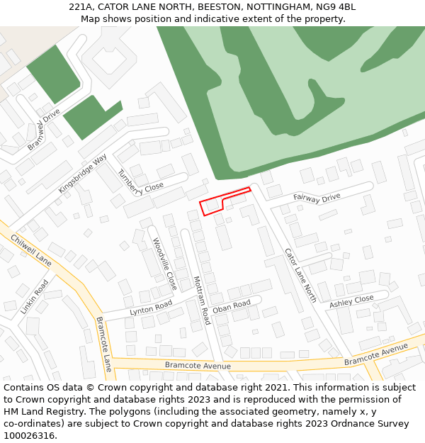 221A, CATOR LANE NORTH, BEESTON, NOTTINGHAM, NG9 4BL: Location map and indicative extent of plot