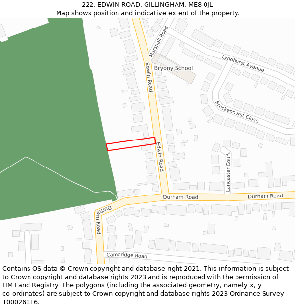 222, EDWIN ROAD, GILLINGHAM, ME8 0JL: Location map and indicative extent of plot