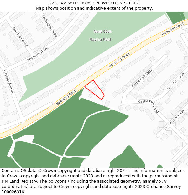 223, BASSALEG ROAD, NEWPORT, NP20 3PZ: Location map and indicative extent of plot