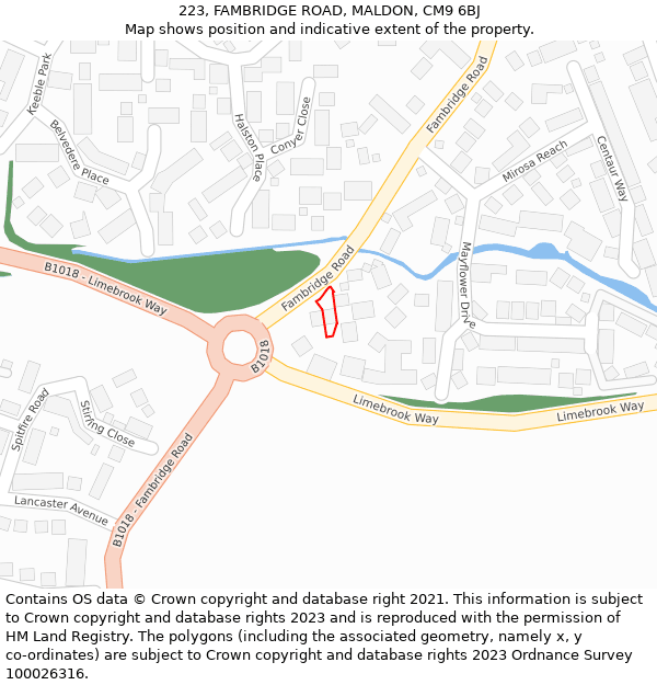 223, FAMBRIDGE ROAD, MALDON, CM9 6BJ: Location map and indicative extent of plot