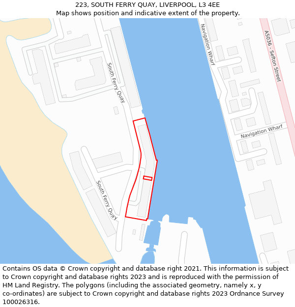 223, SOUTH FERRY QUAY, LIVERPOOL, L3 4EE: Location map and indicative extent of plot
