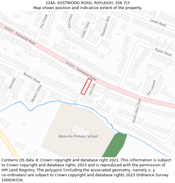 224A, EASTWOOD ROAD, RAYLEIGH, SS6 7LY: Location map and indicative extent of plot