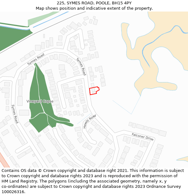 225, SYMES ROAD, POOLE, BH15 4PY: Location map and indicative extent of plot