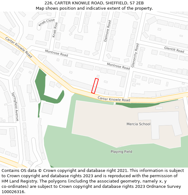 226, CARTER KNOWLE ROAD, SHEFFIELD, S7 2EB: Location map and indicative extent of plot